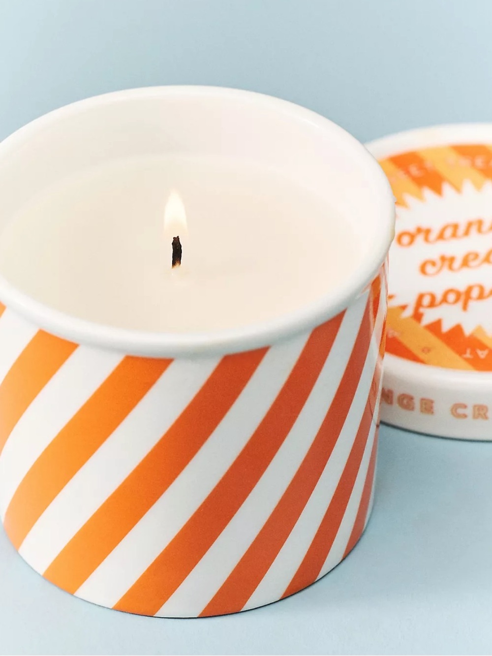 Anthropologie Orange Cream Popsicle Ice Cream Pint Glass Candle with Lid